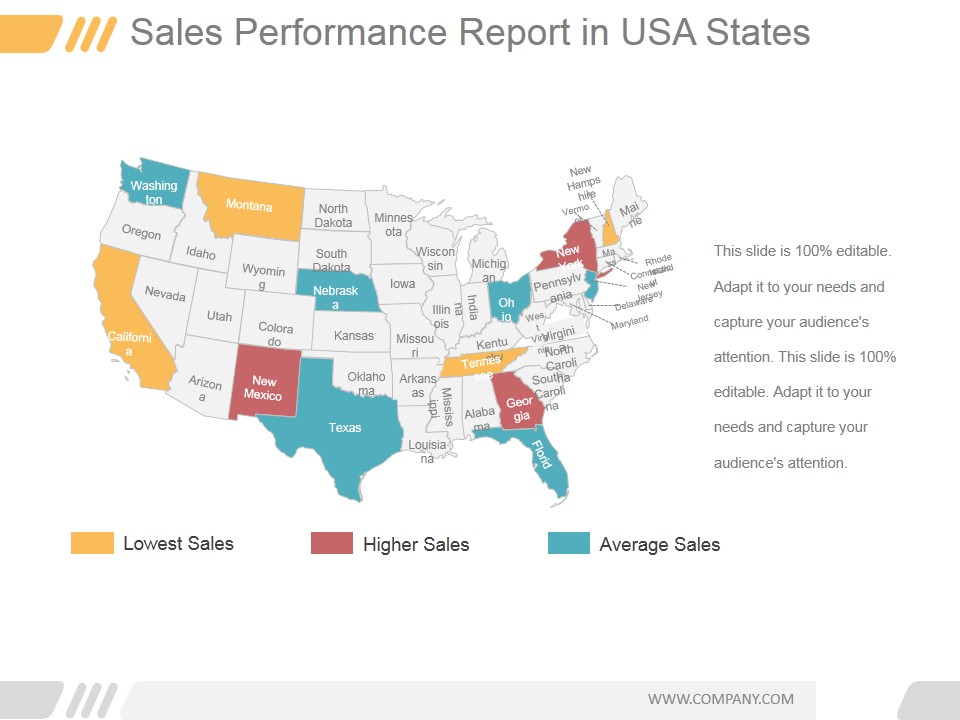 Sales Performance Report In Usa States Ppt PowerPoint Presentation Themes