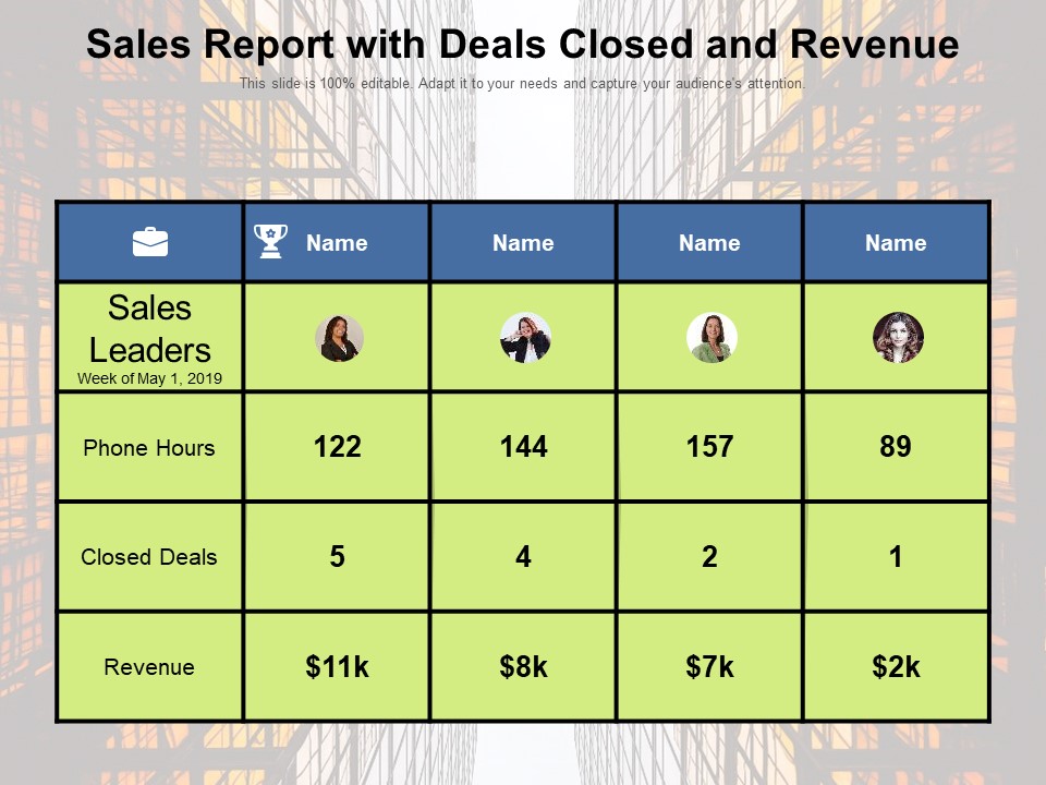 Sales Report With Deals Closed And Revenue Ppt PowerPoint Presentation Infographic Template PDF