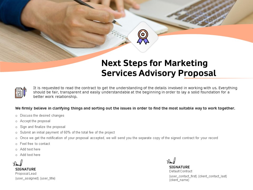 Sales Strategy Consulting Next Steps For Marketing Services Advisory Proposal Professional PDF