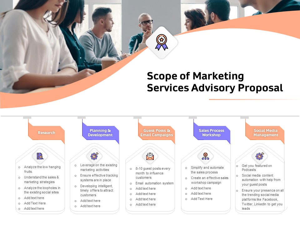 Sales Strategy Consulting Scope Of Marketing Services Advisory Proposal Inspiration PDF