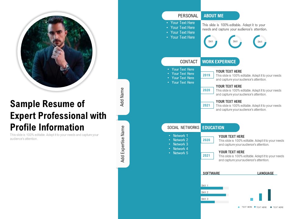 Sample Resume Of Expert Professional With Profile Information Ppt PowerPoint Presentation Pictures Background Images PDF