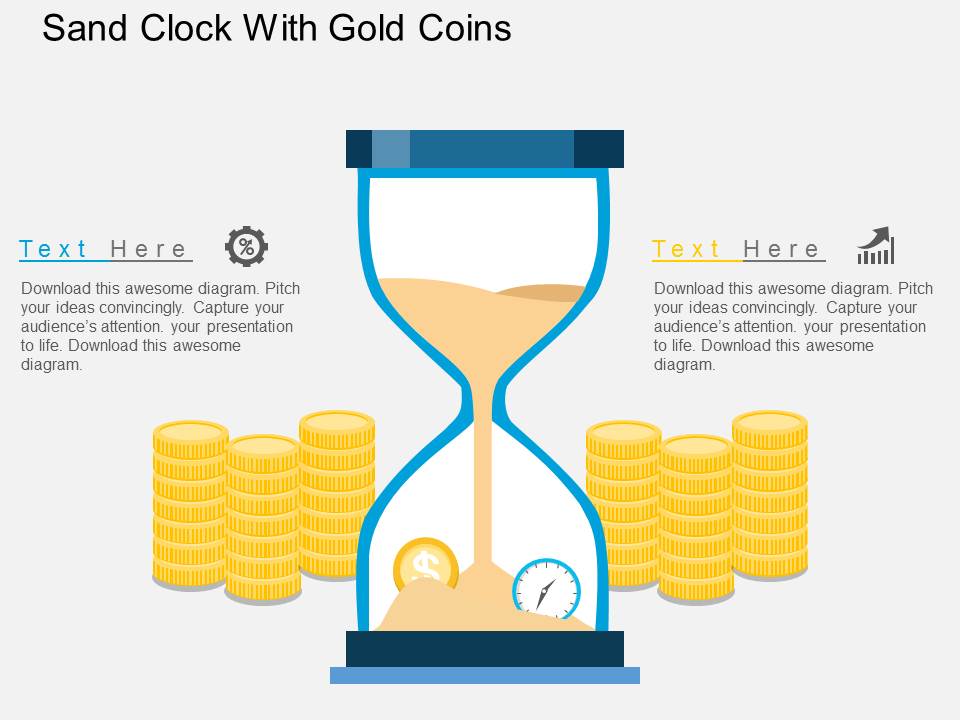 Sand Clock With Gold Coins Powerpoint Template
