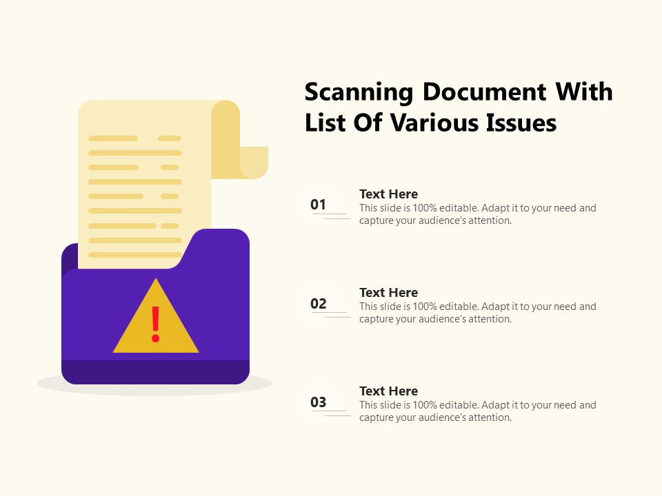 Scanning Document With List Of Various Issues Ppt PowerPoint Presentation File Aids PDF