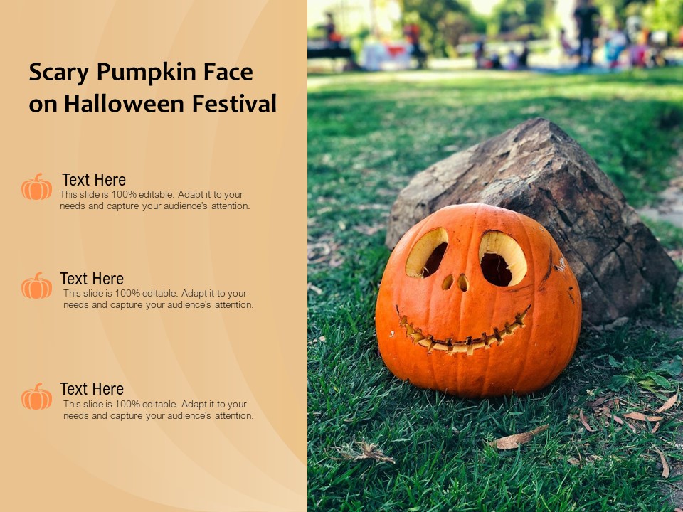 Scary Pumpkin Face On Halloween Festival Ppt PowerPoint Presentation File Background Designs PDF