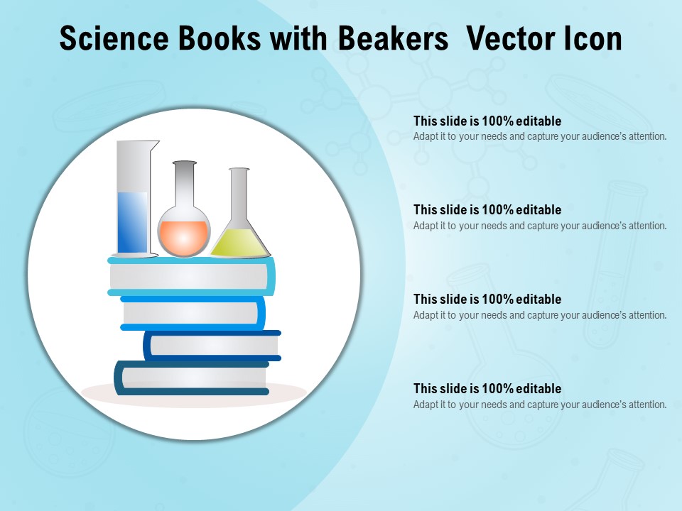 Science Books With Beakers Vector Icon Ppt PowerPoint Presentation Outline Slide Portrait PDF