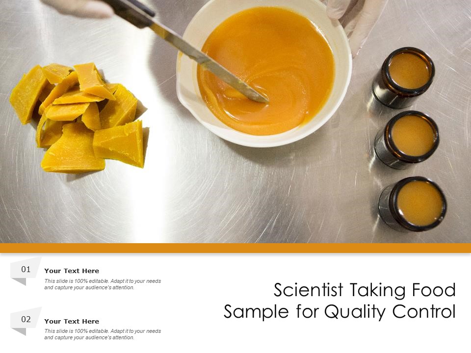 Scientist Taking Food Sample For Quality Control Ppt PowerPoint Presentation Gallery Topics PDF