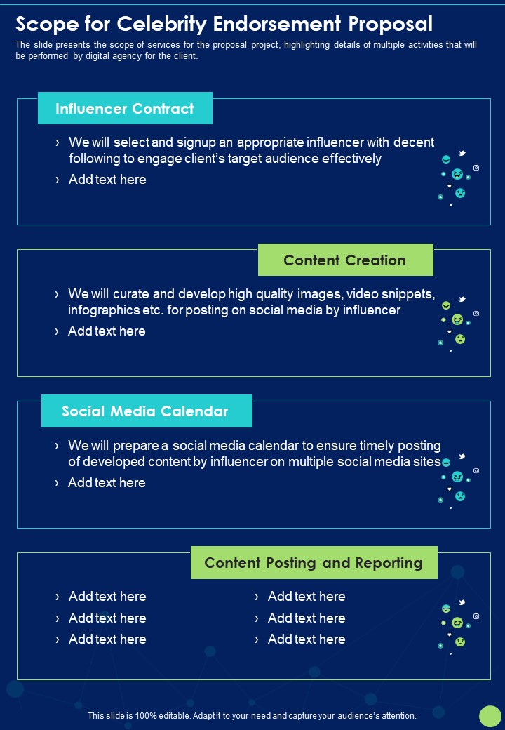 Scope For Celebrity Endorsement Proposal One Pager Sample Example Document