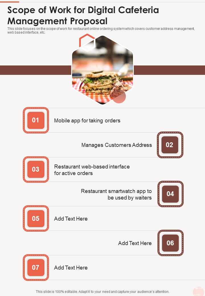 Scope Of Work For Digital Cafeteria Management Proposal One Pager Sample Example Document