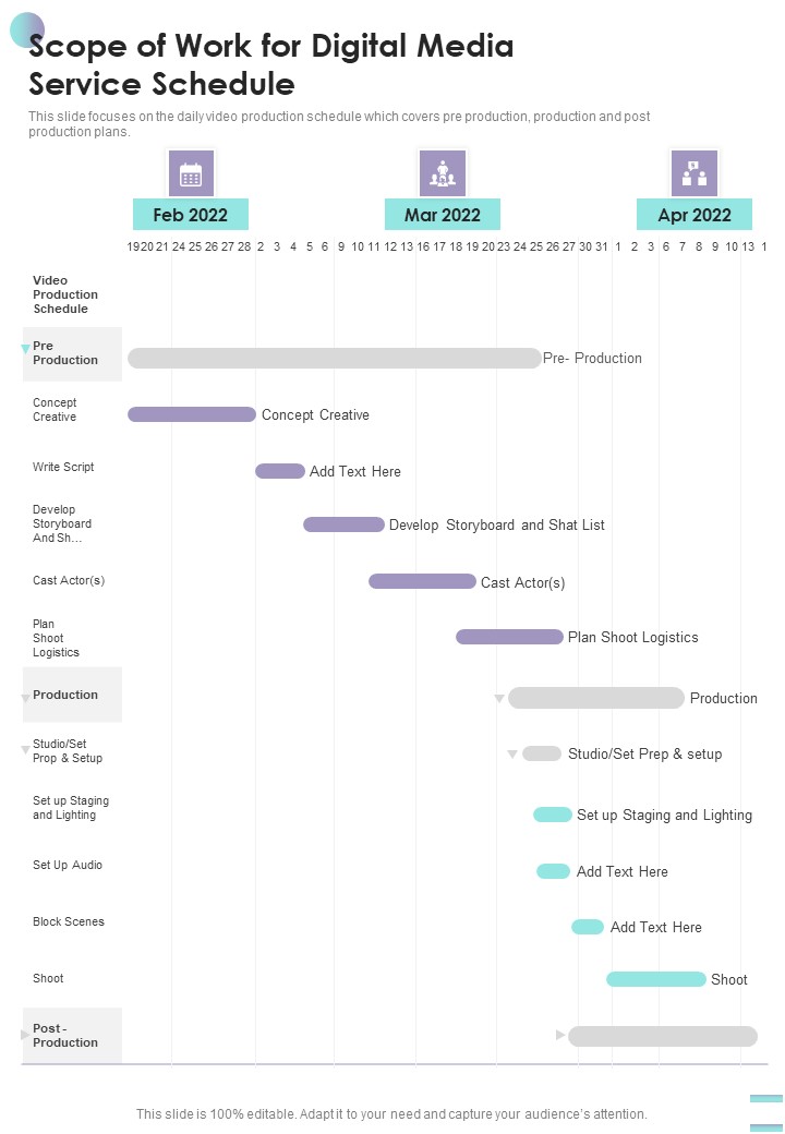 Scope Of Work For Digital Media Service Schedule One Pager Sample Example Document