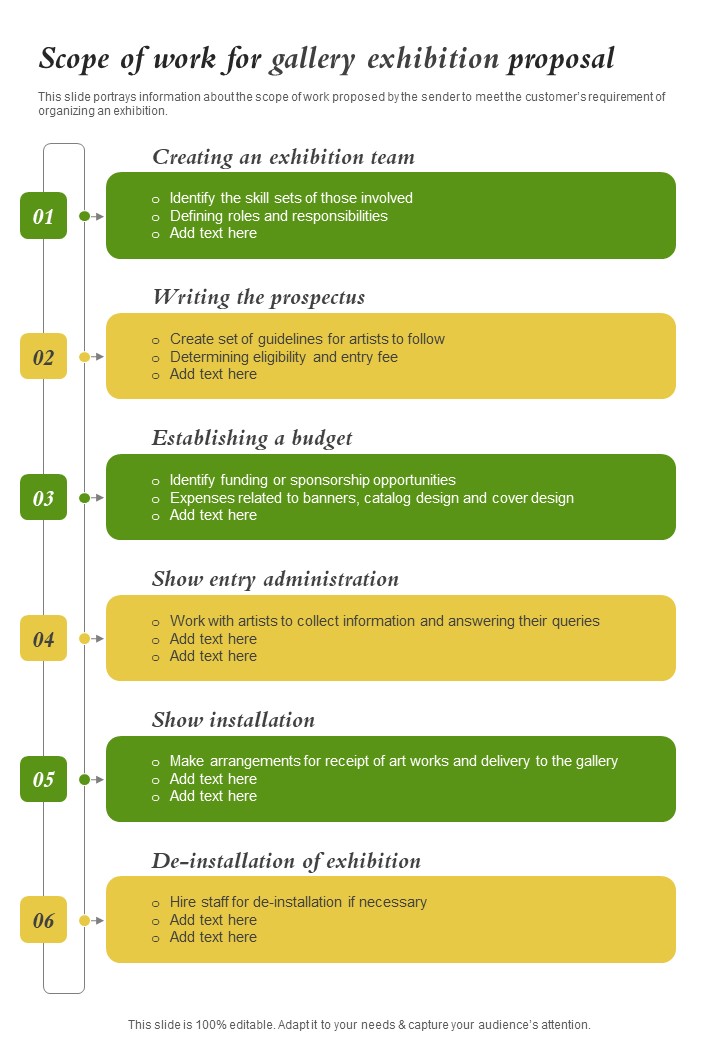 Scope Of Work For Gallery Exhibition Proposal One Pager Sample Example Document