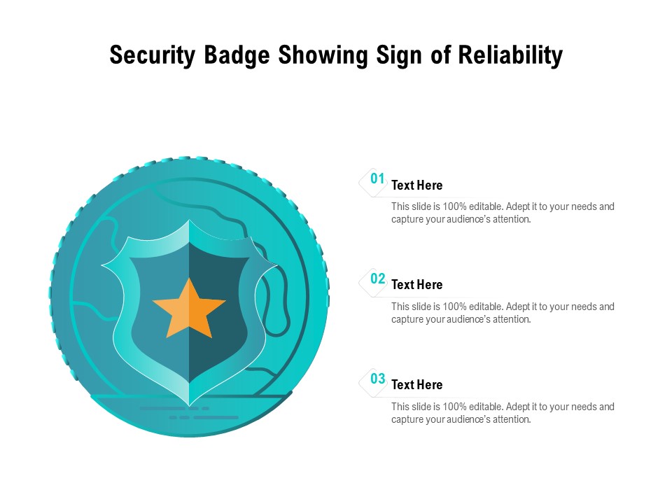 Security Badge Showing Sign Of Reliability Ppt PowerPoint Presentation Gallery Slide PDF