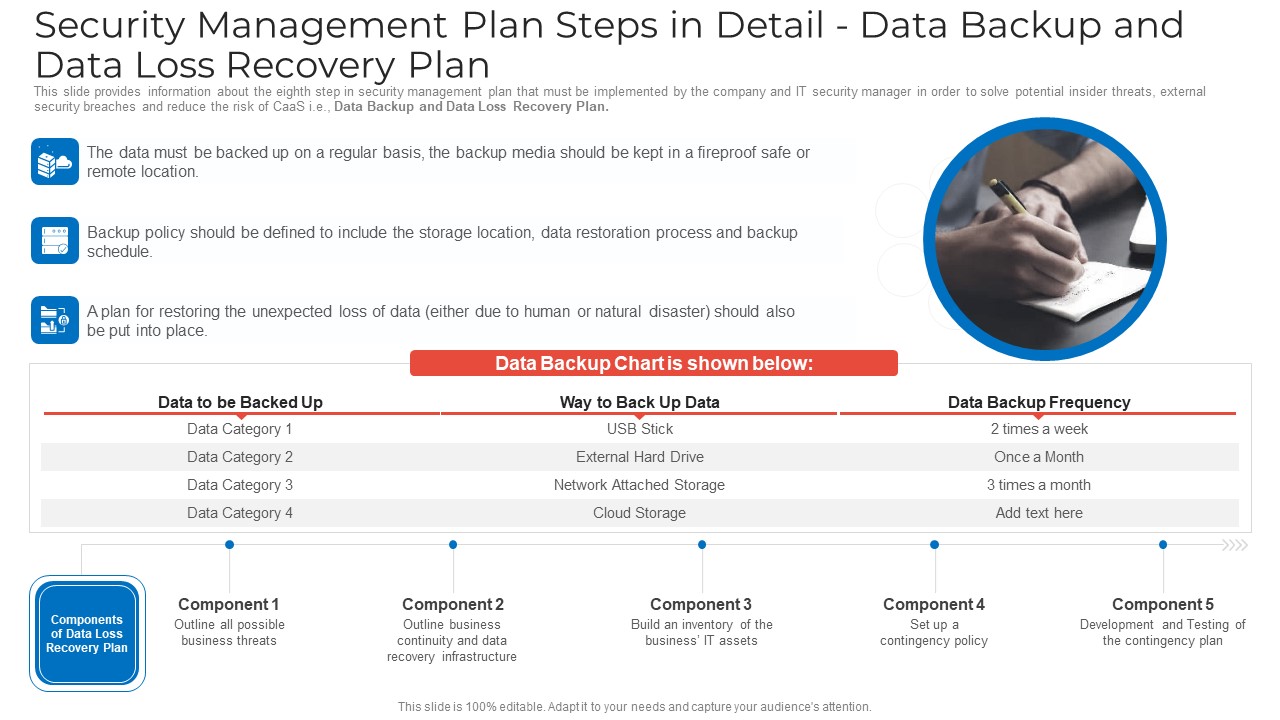 Security Management Plan Steps In Detail Data Backup And Data Loss Recovery Plan Ideas PDF