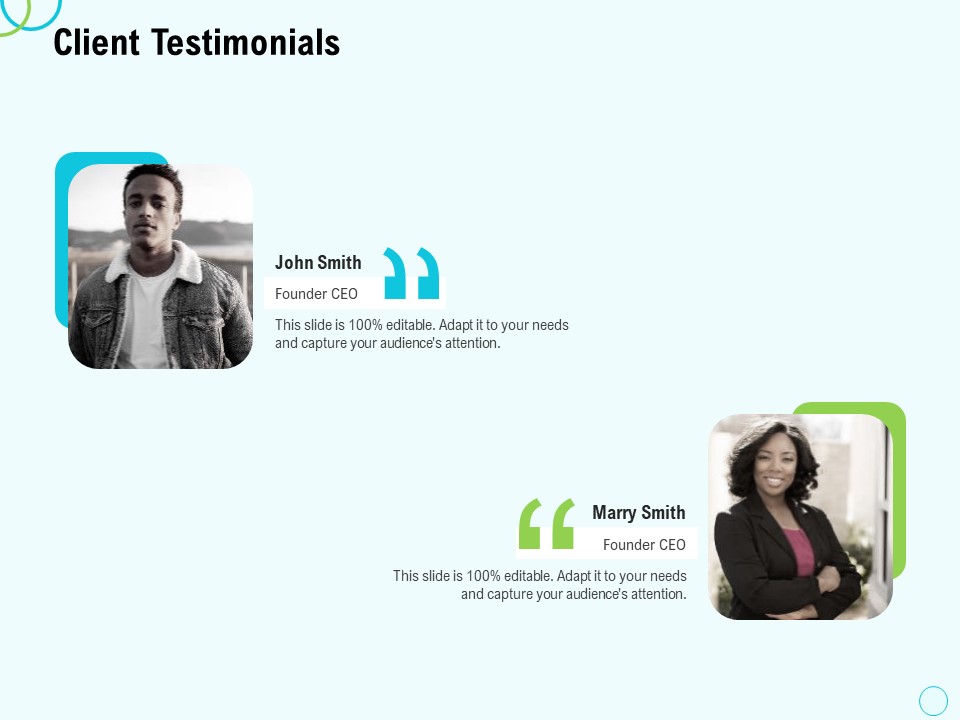Seed Capital Client Testimonials Ppt PowerPoint Presentation Portfolio Backgrounds PDF