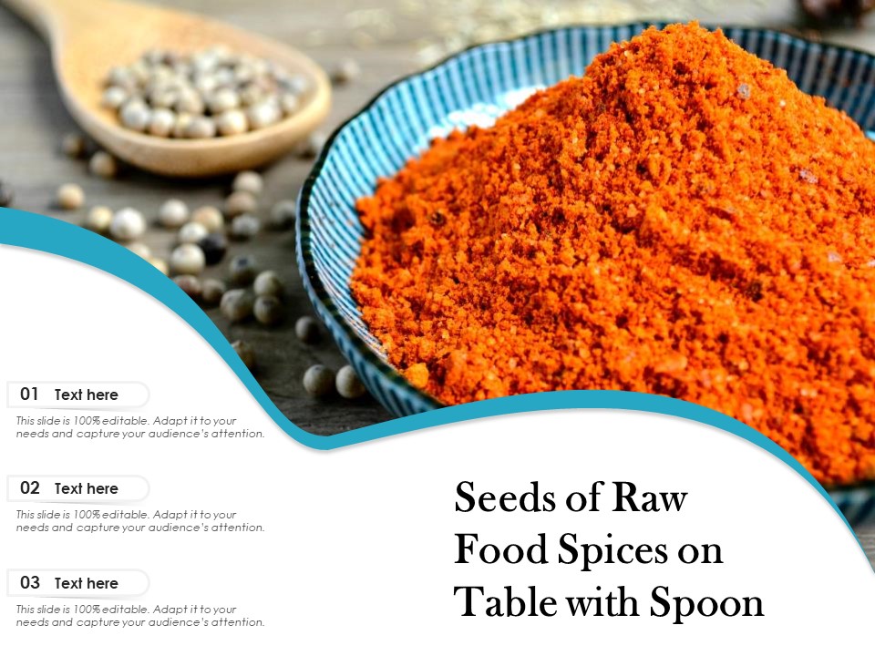 Seeds Of Raw Food Spices On Table With Spoon Ppt PowerPoint Presentation Icon Mockup PDF