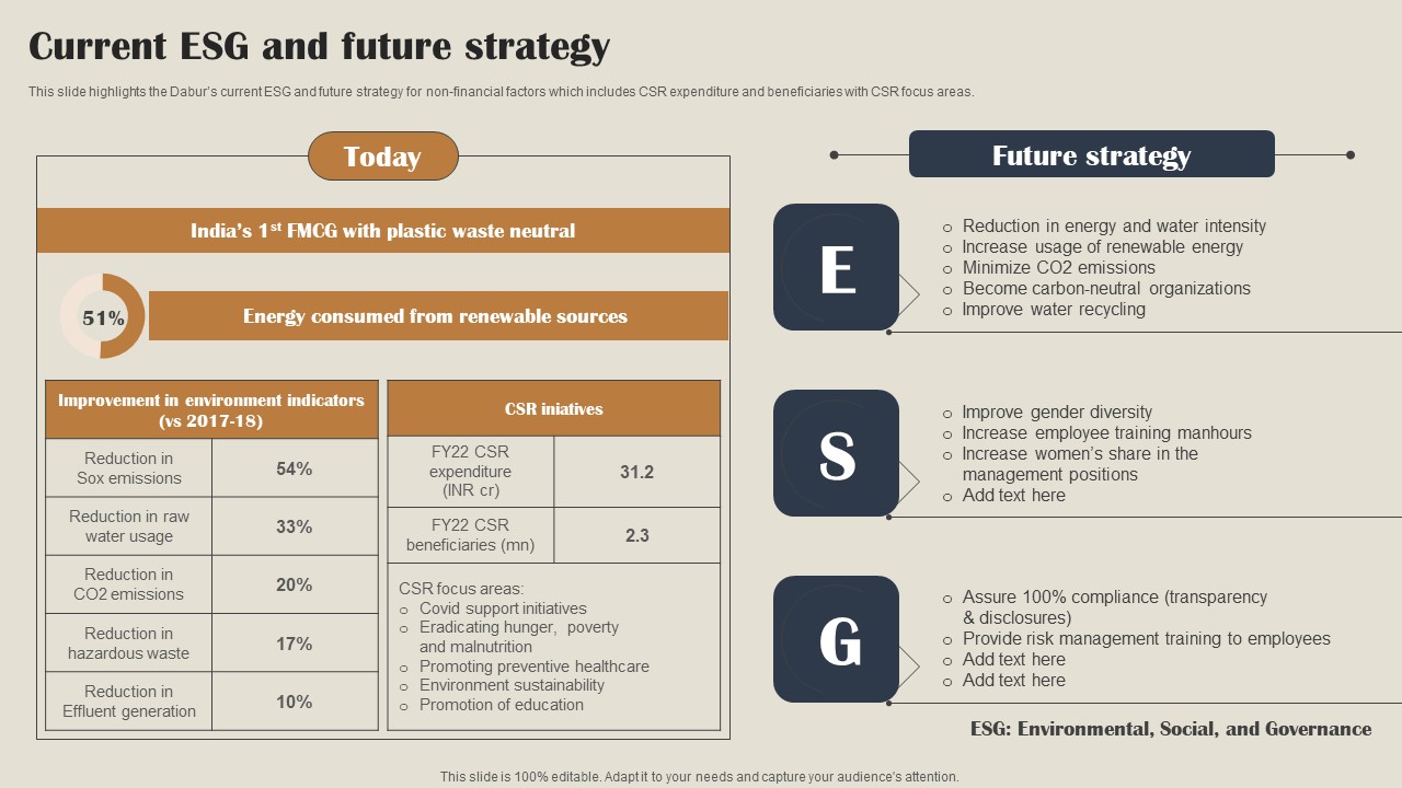 Self Care Products Company Outline Current ESG And Future Strategy Rules PDF
