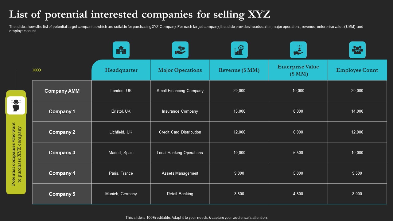 Sell Side Merger And Acquisition List Of Potential Interested Companies For Selling Guidelines PDF