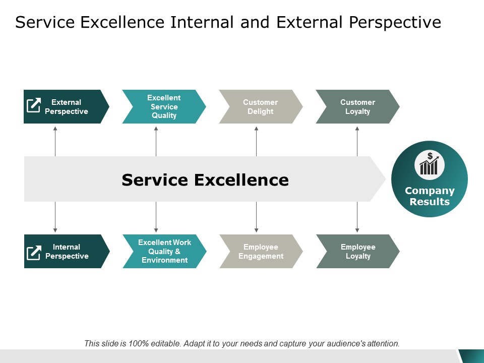 service excellence internal and external perspective ppt powerpoint presentation pictures icons