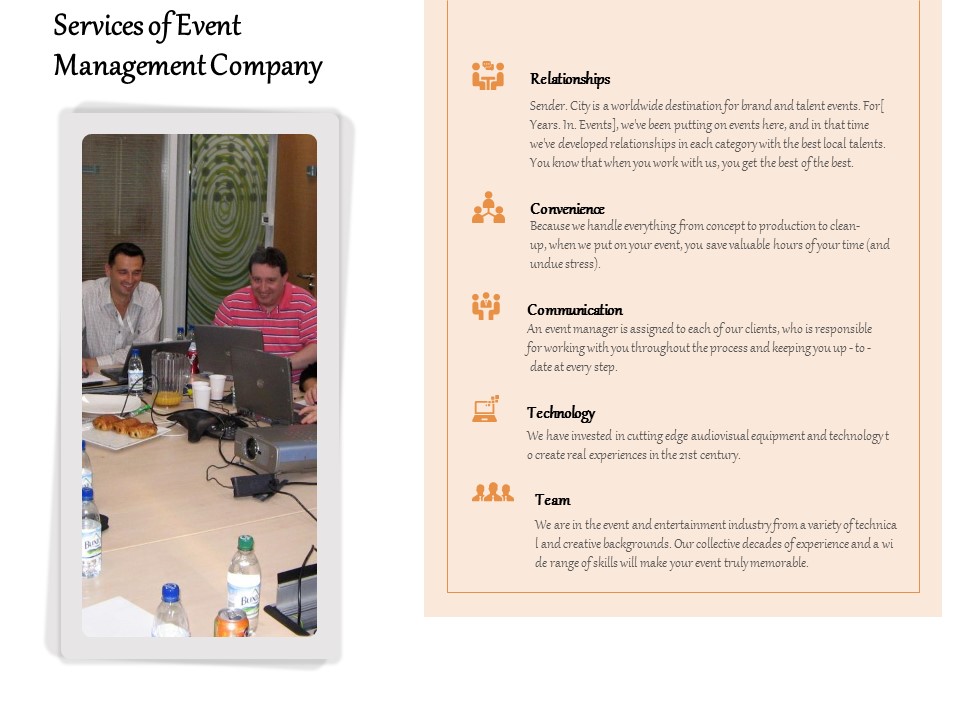 Services Of Event Management Company Ppt PowerPoint Presentation File Slide PDF