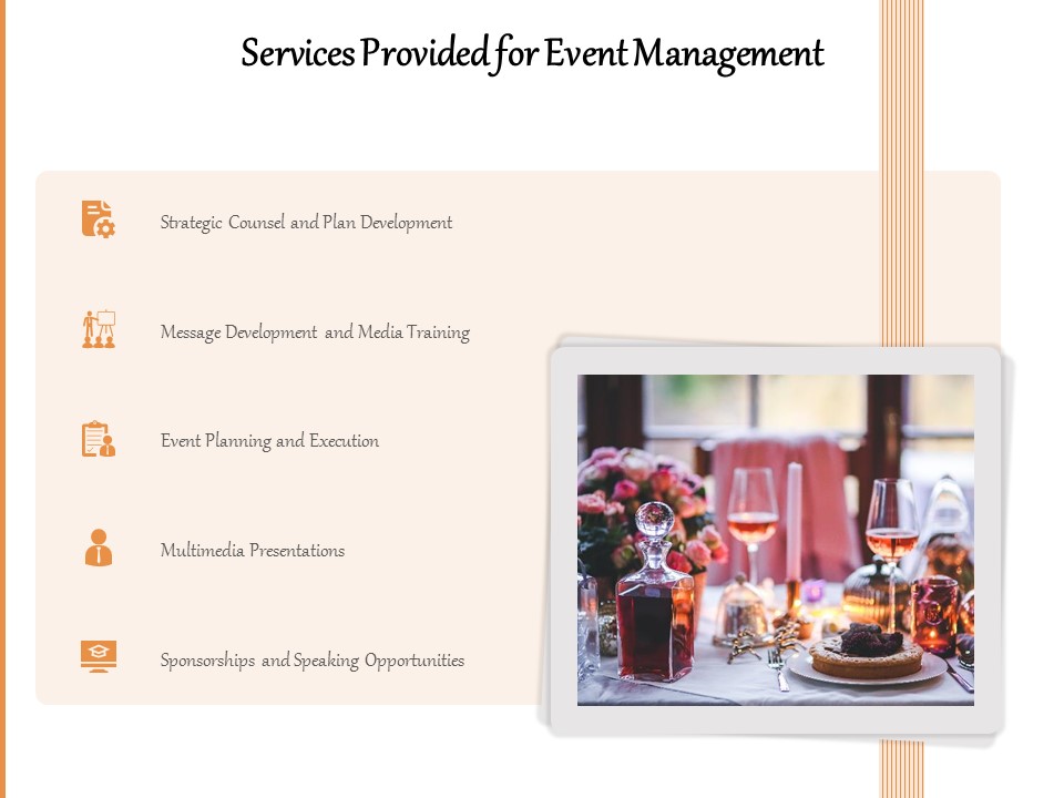 Services Provided For Event Management Ppt PowerPoint Presentation Gallery Files PDF