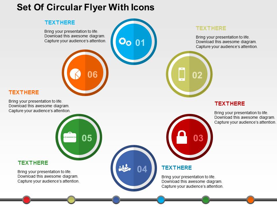 Set Of Circular Flyer With Icons PowerPoint Templates