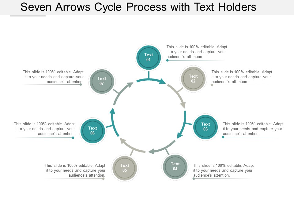 Seven Arrows Cycle Process With Text Holders Ppt Powerpoint Presentation Summary Layout
