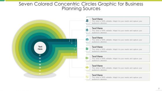 Seven Colored Concentric Circles Business Planning Ppt PowerPoint Presentation Complete Deck With Slides