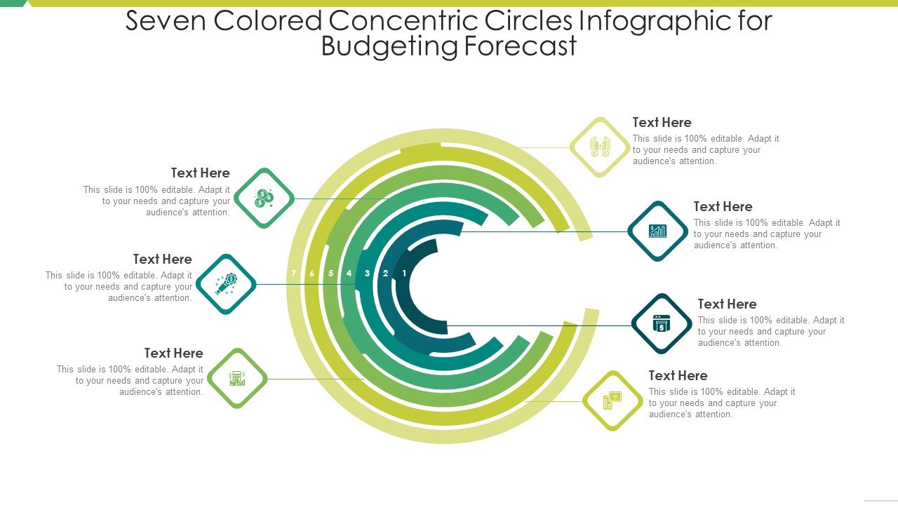 Seven Colored Concentric Circles Infographic For Budgeting Forecast Sample PDF