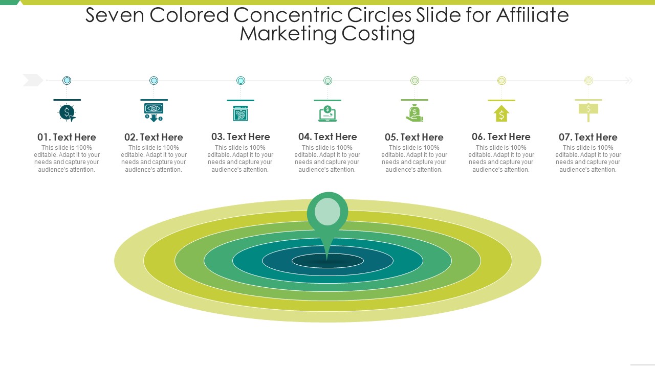 Seven Colored Concentric Circles Slide For Affiliate Marketing Costing Introduction PDF