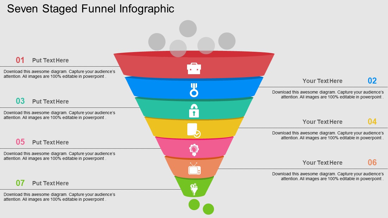 Seven Staged Funnel Infographic Powerpoint Templates