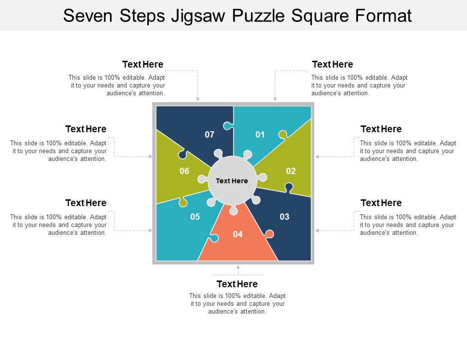 Seven Steps Jigsaw Puzzle Square Format Ppt PowerPoint Presentation Portfolio Portrait