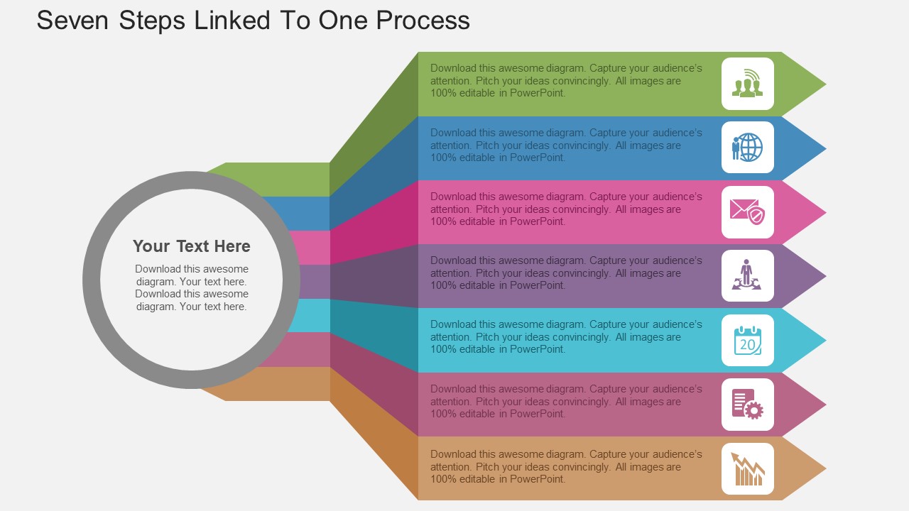 Seven Steps Linked To One Process Powerpoint Templates