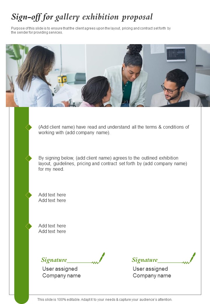 Sign Off For Gallery Exhibition Proposal One Pager Sample Example Document