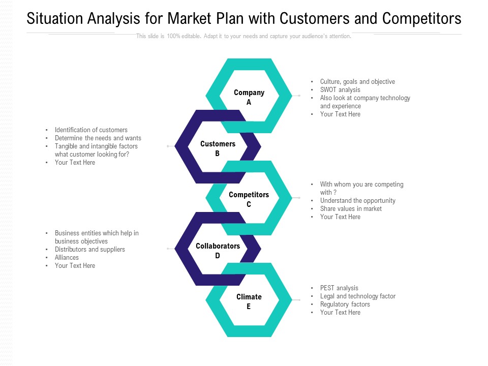 Situation Analysis For Market Plan With Customers And Competitors Ppt PowerPoint Presentation Model Graphics Example PDF