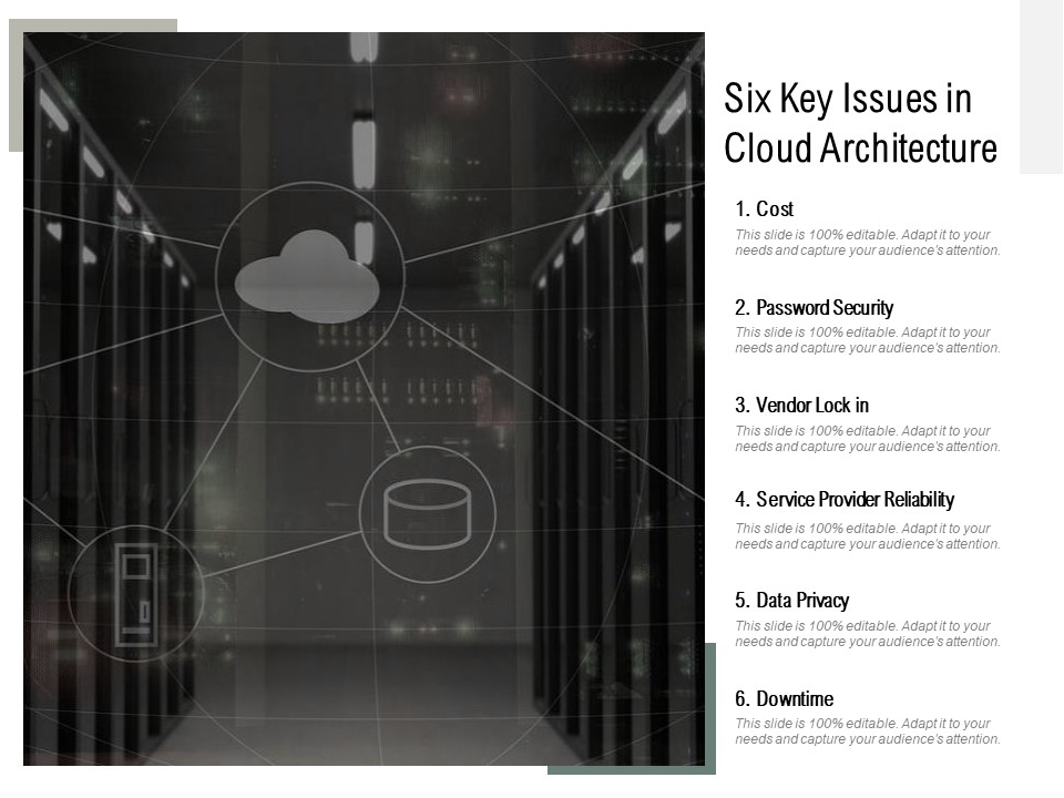 Six Key Issues In Cloud Architecture Ppt PowerPoint Presentation Icon Slide Portrait