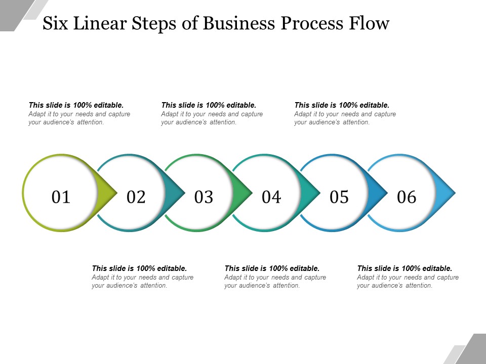 Six Linear Steps Of Business Process Flow Ppt PowerPoint Presentation Styles Graphics Template