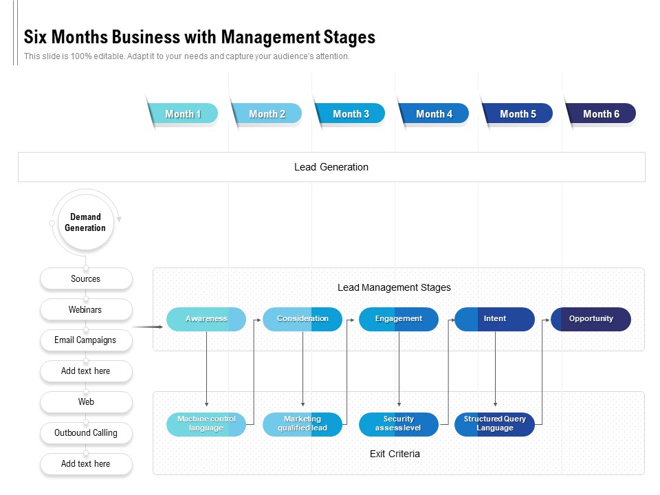 Six Months Business With Management Stages Mockup