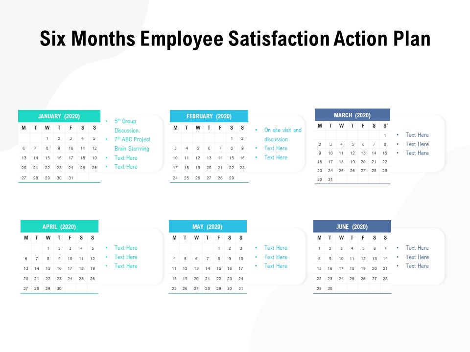 Six Months Employee Satisfaction Action Plan Ppt PowerPoint Presentation Infographics Deck