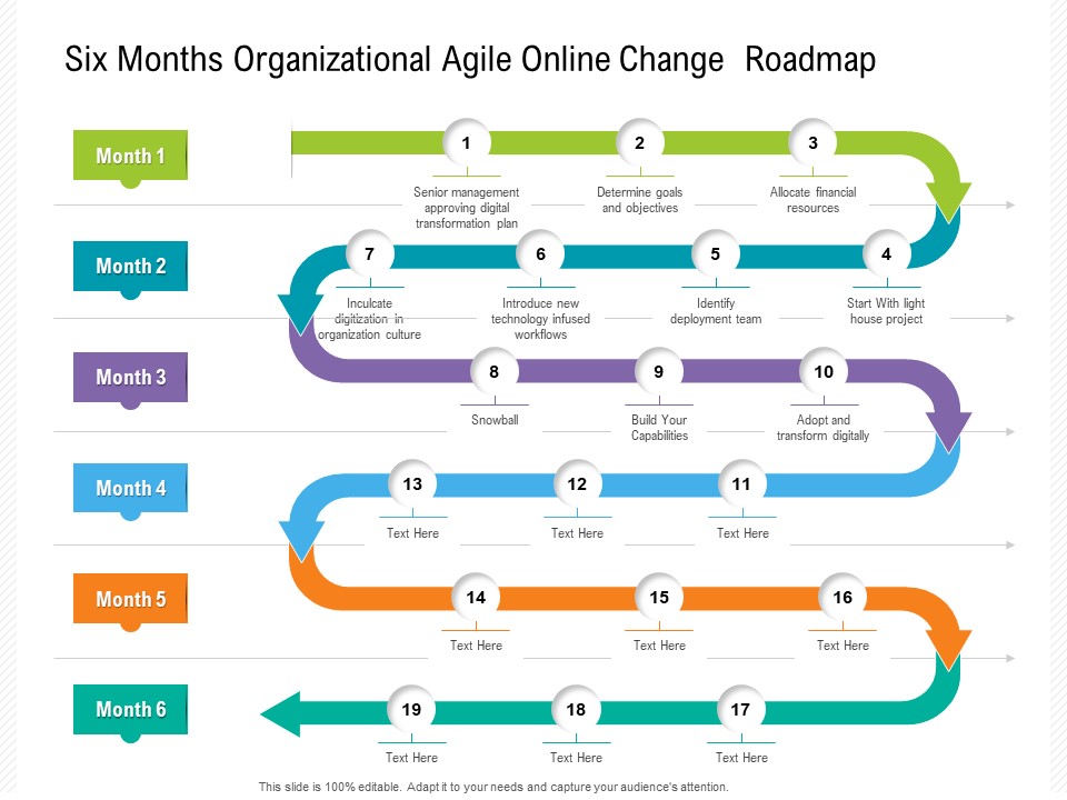 Six Months Organizational Agile Online Change Roadmap Background
