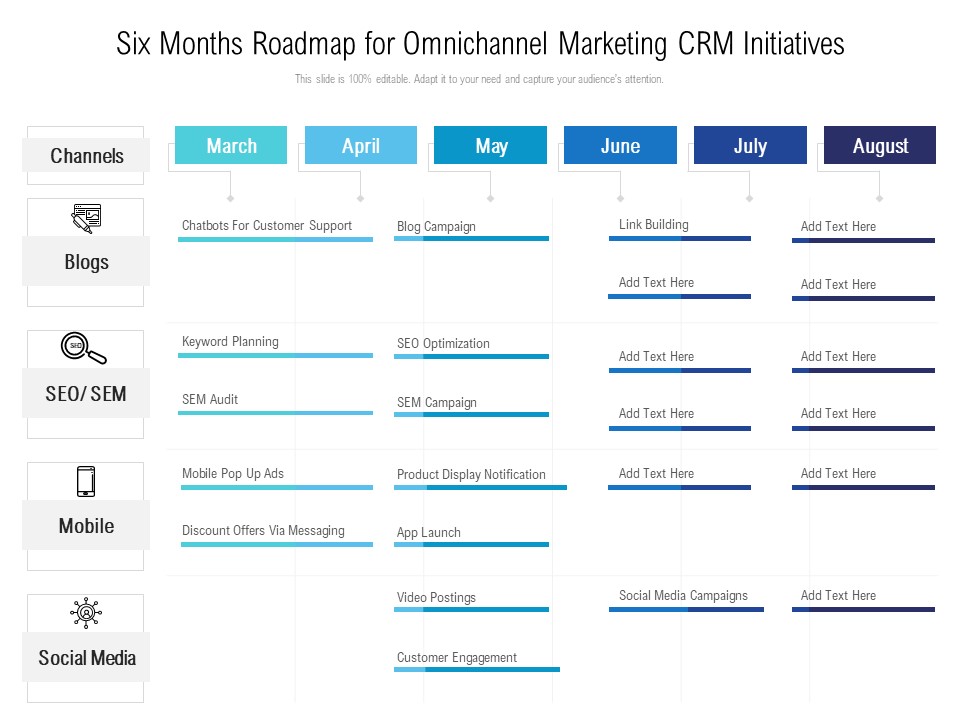 Six Months Roadmap For Omnichannel Marketing CRM Initiatives Demonstration