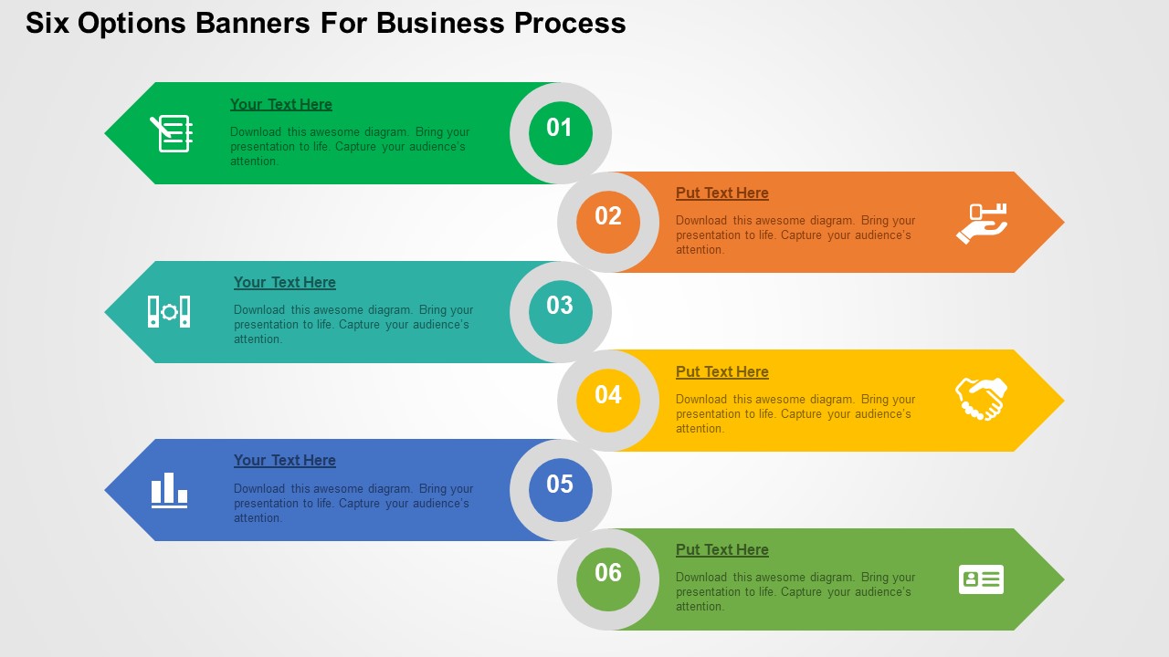 Six Options Banners For Business Process PowerPoint Template