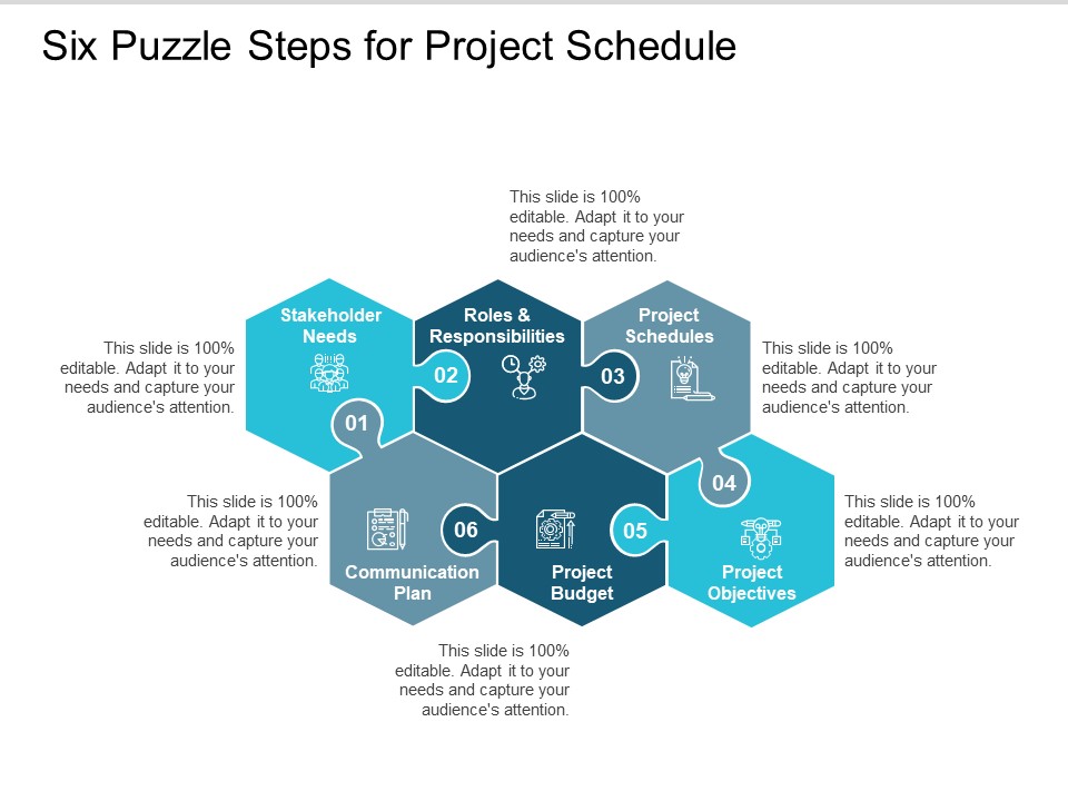 Six Puzzle Steps For Project Schedule Ppt PowerPoint Presentation Gallery Example