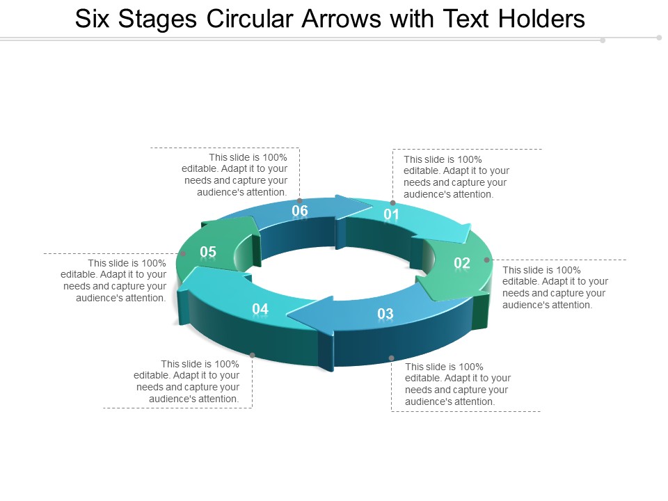 Six Stages Circular Arrows With Text Holders Ppt Powerpoint Presentation Professional Portrait