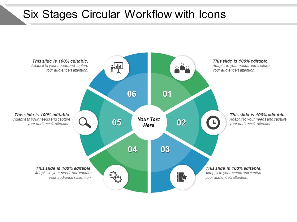 Six Stages Circular Workflow With Icons Ppt PowerPoint Presentation Professional Clipart Images