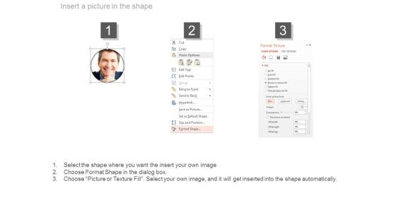 Six Steps Circle Around Employee Picture Powerpoint Slides