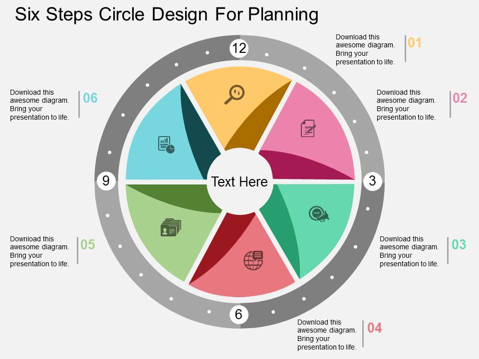 Six Steps Circle Design For Planning Powerpoint Template