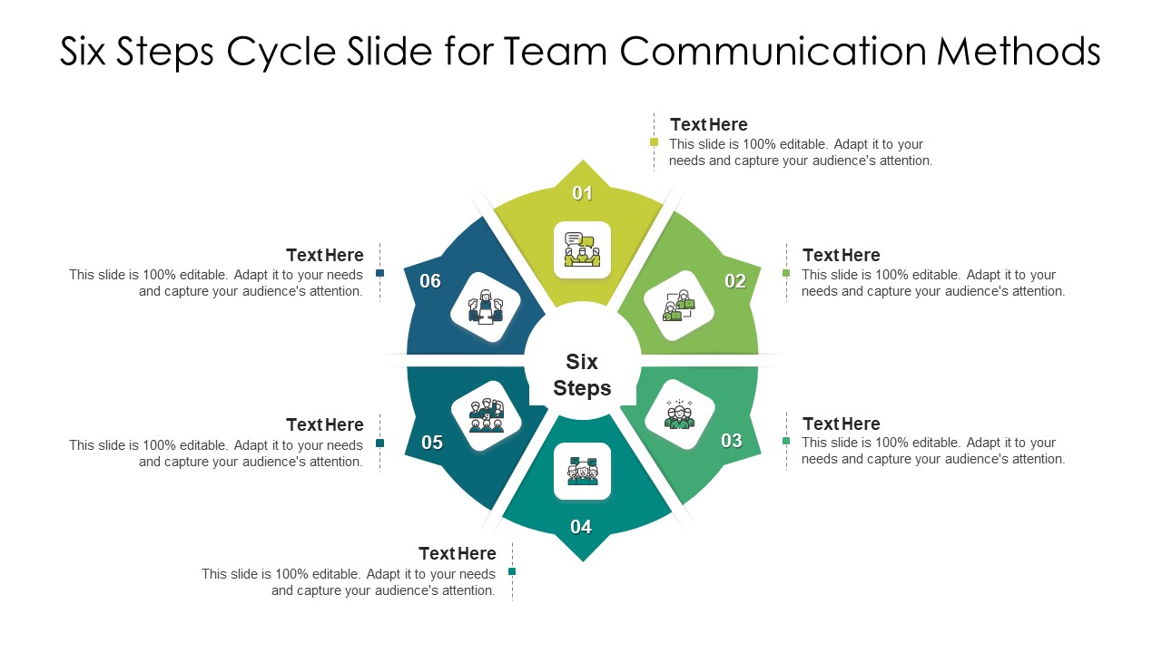 Six Steps Cycle Slide For Team Communication Methods Ppt PowerPoint Presentation File Clipart Images PDF
