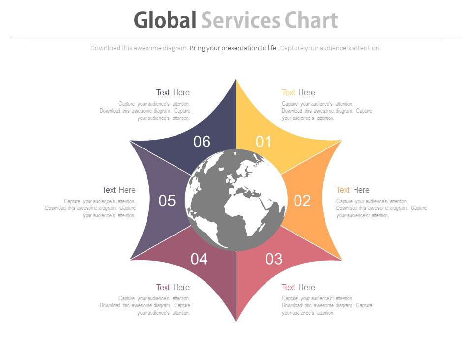 Six Steps For Global Business Process Powerpoint Template