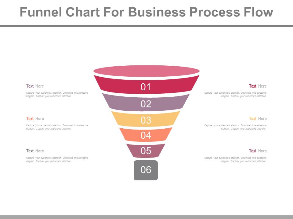Six Steps Funnel Chart For Business Powerpoint Slides