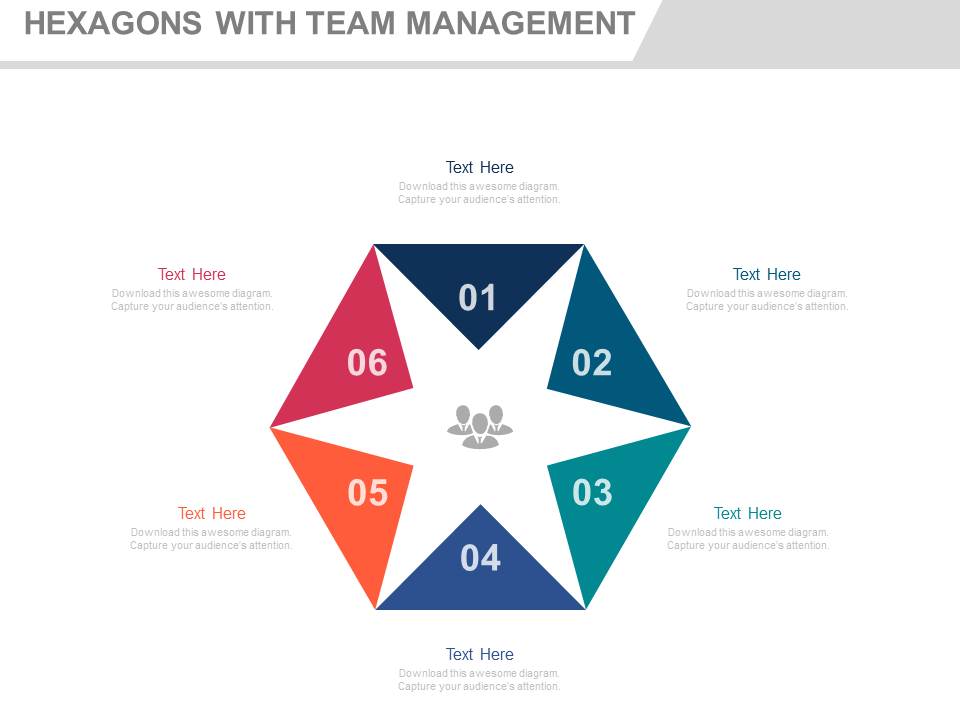 Six Steps Hexagons For Team Management Powerpoint Slides