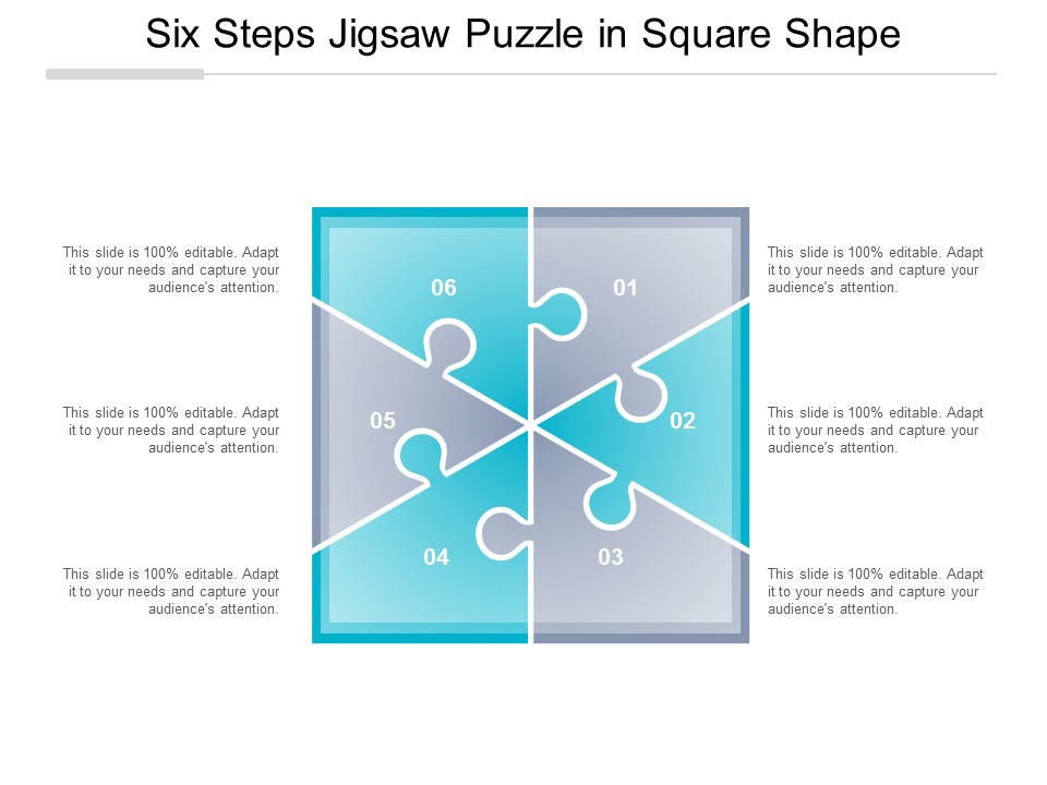 Six Steps Jigsaw Puzzle In Square Shape Ppt Powerpoint Presentation Infographic Template Example File